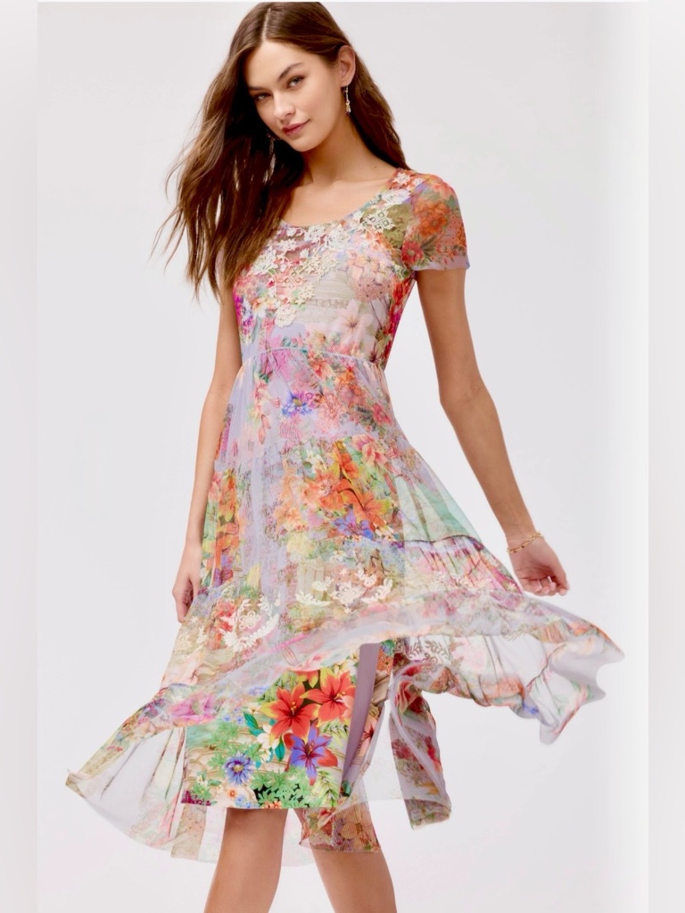 Johnny Was Yasmine Mesh Midi Dress | NWOT